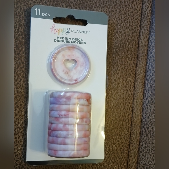 The Happy Planner Medium discs 11 pieces marble look pink - Picture 1 of 4